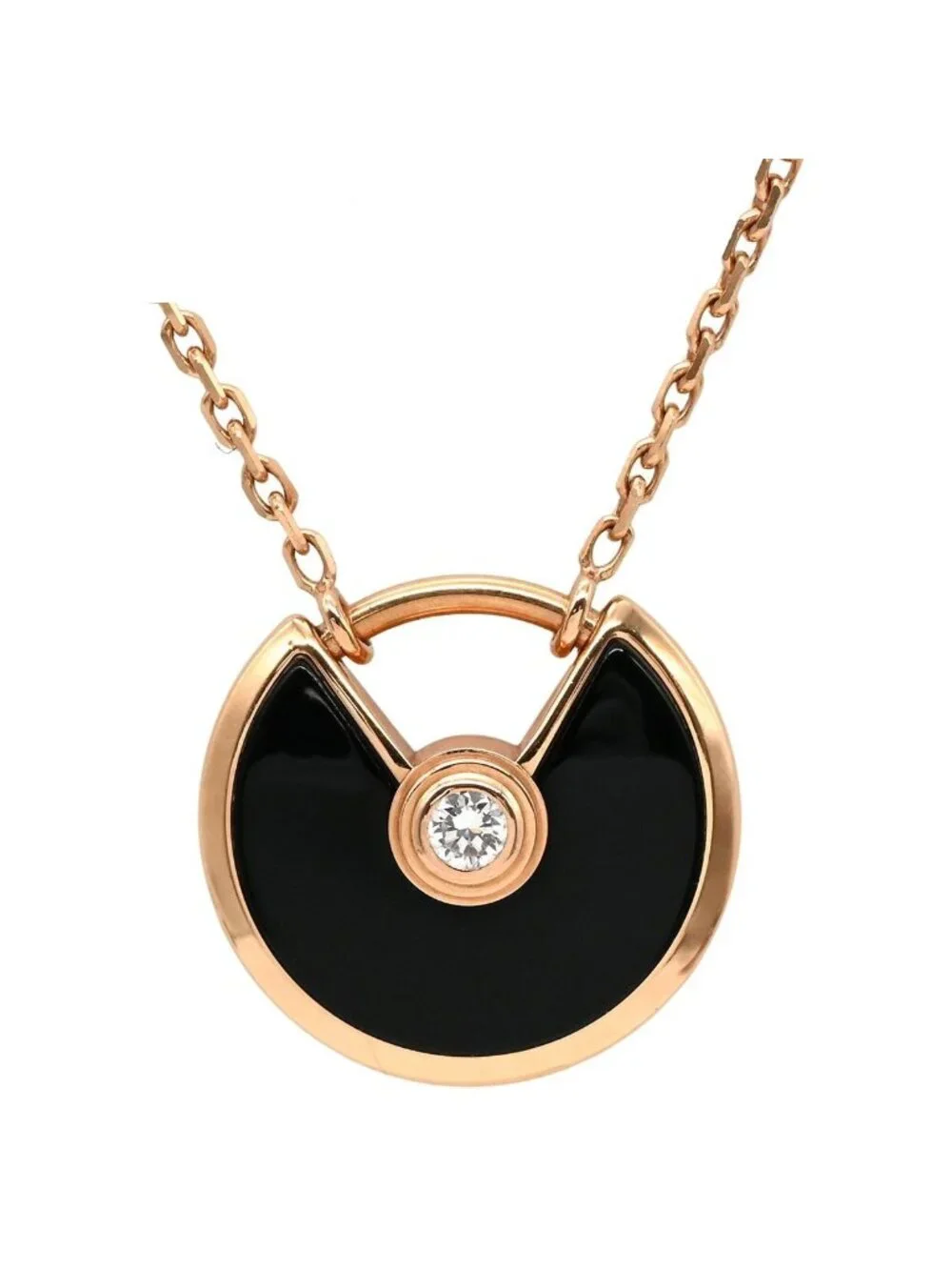 Cartier Necklace Amulette de Pink Gold Black PG 18k Diamond Onyx